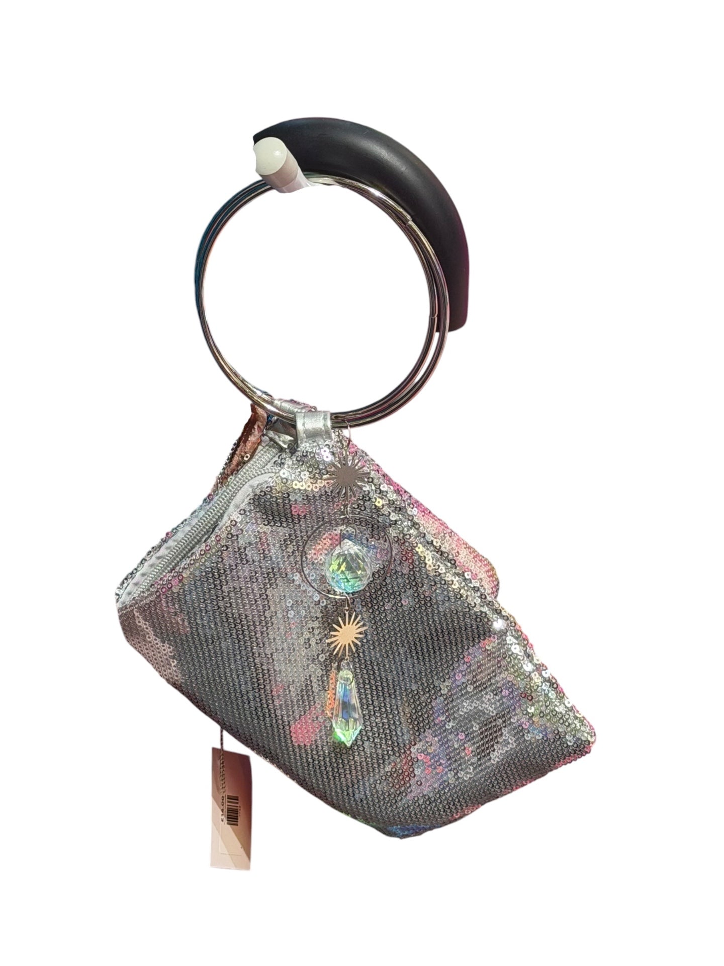 Silver Crystal Bag with Red Agate