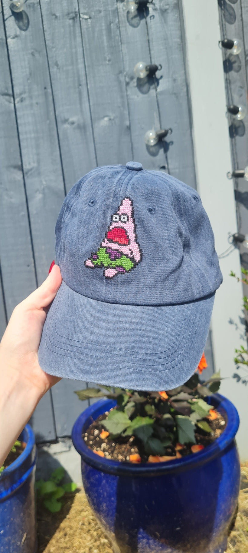 Shocked Patrick Cross Stitch Cap