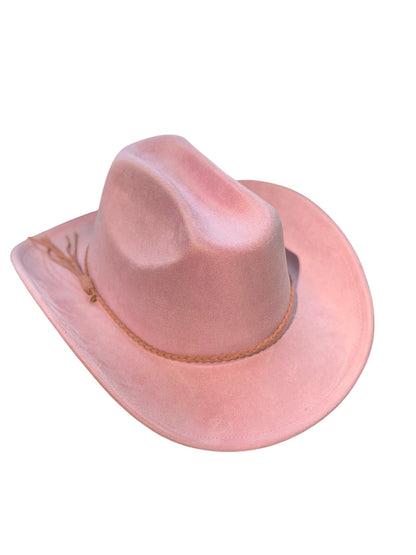 Pink Suede Style Cowboy Hat Adjustable