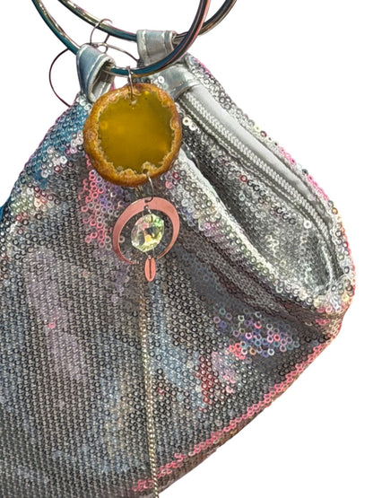 Silver Crystal Bag with Yellow Agate