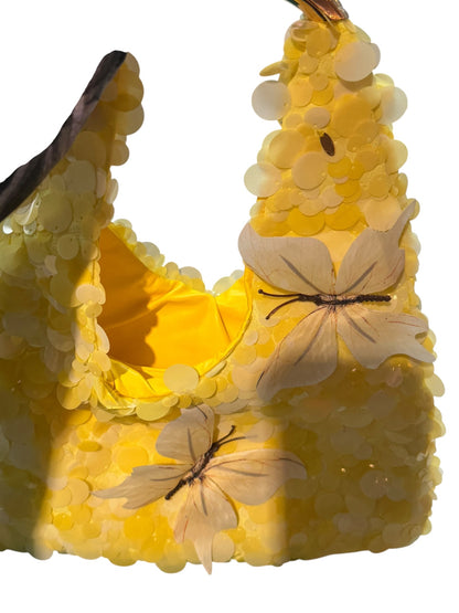 Yellow Sequin Butterfly Bag