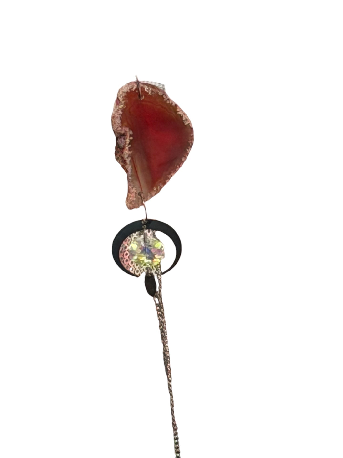 Silver Crystal Bag with Red Agate