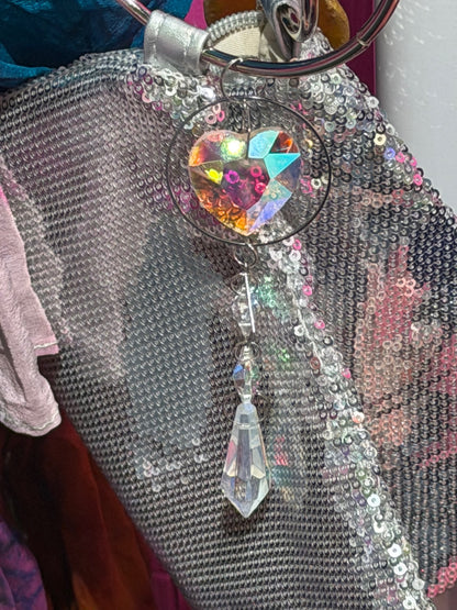 Silver Crystal Bag with Heart Yellow Agate