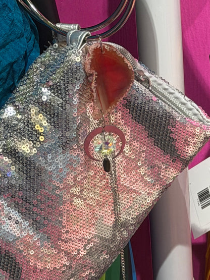 Silver Crystal Bag with Red Agate