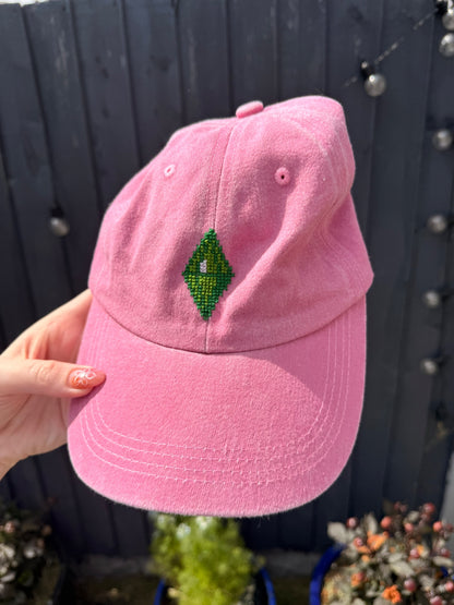 Sims Plumbob Pink Cross Stitch Cap