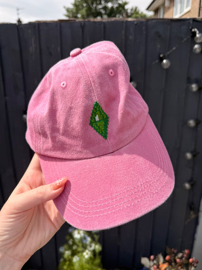 Sims Plumbob Pink Cross Stitch Cap
