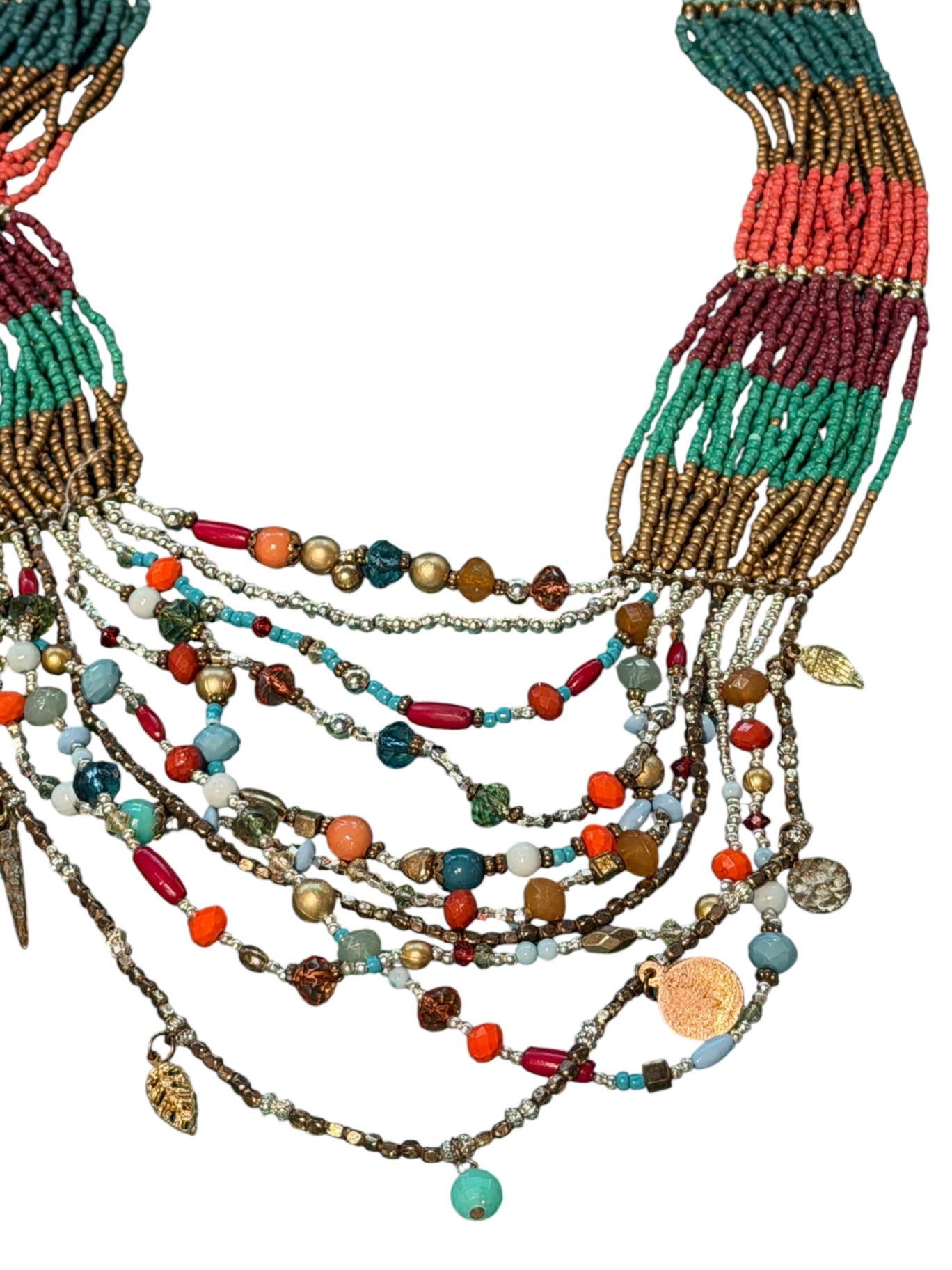 Vintage Beaded Charm Necklace 