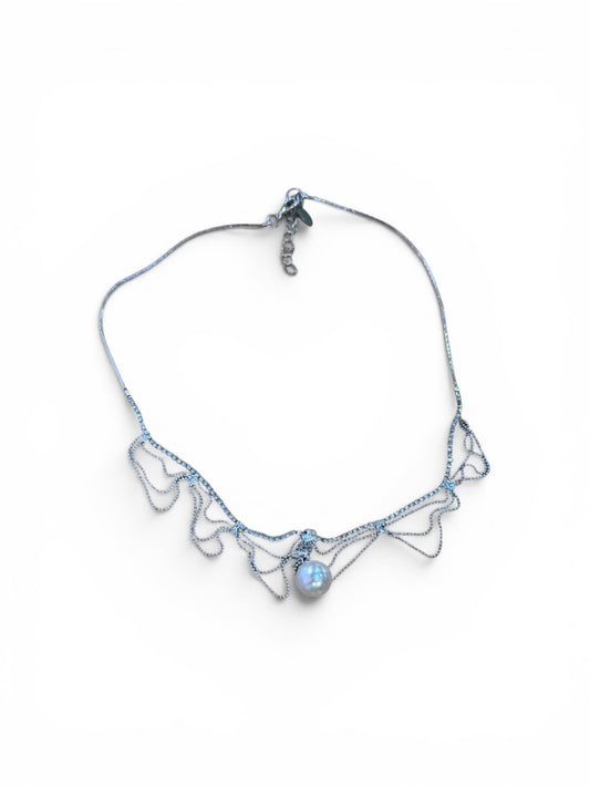 Silver Pearl Crystal Choker