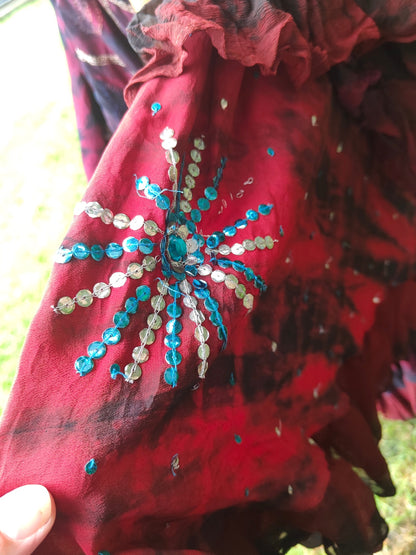 Wanderlust maxi skirt -Red lots of fabric layers