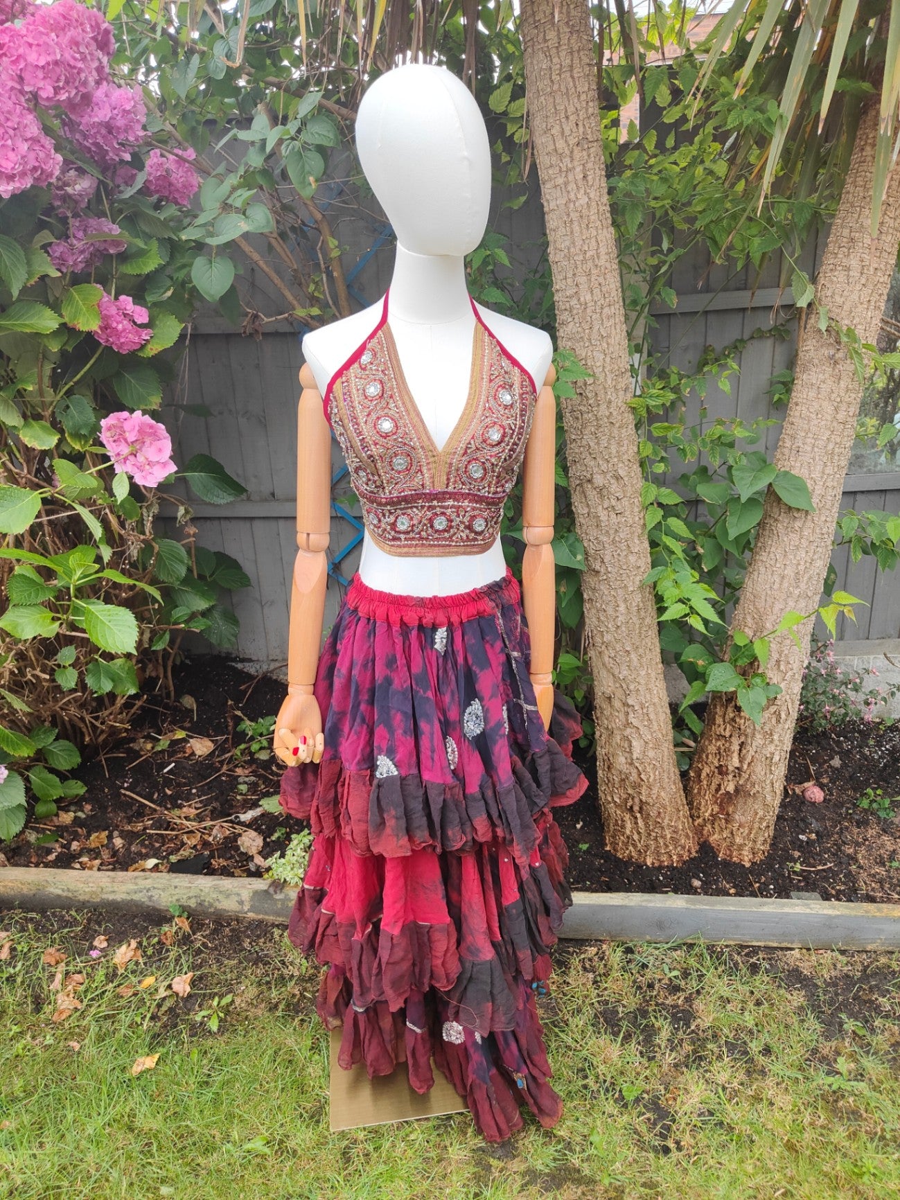 Wanderlust maxi skirt -Red lots of fabric layers