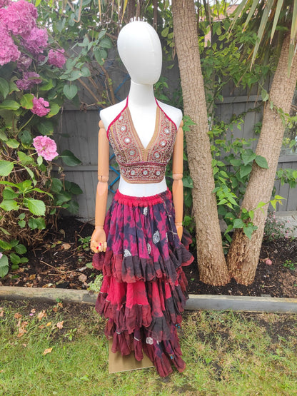 Wanderlust maxi skirt -Red lots of fabric layers