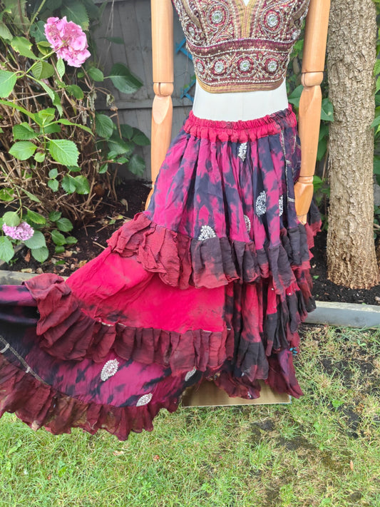 Wanderlust maxi skirt -Red lots of fabric layers