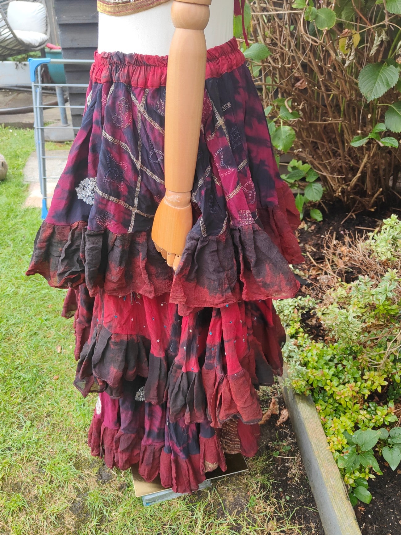 Wanderlust maxi skirt -Red lots of fabric layers