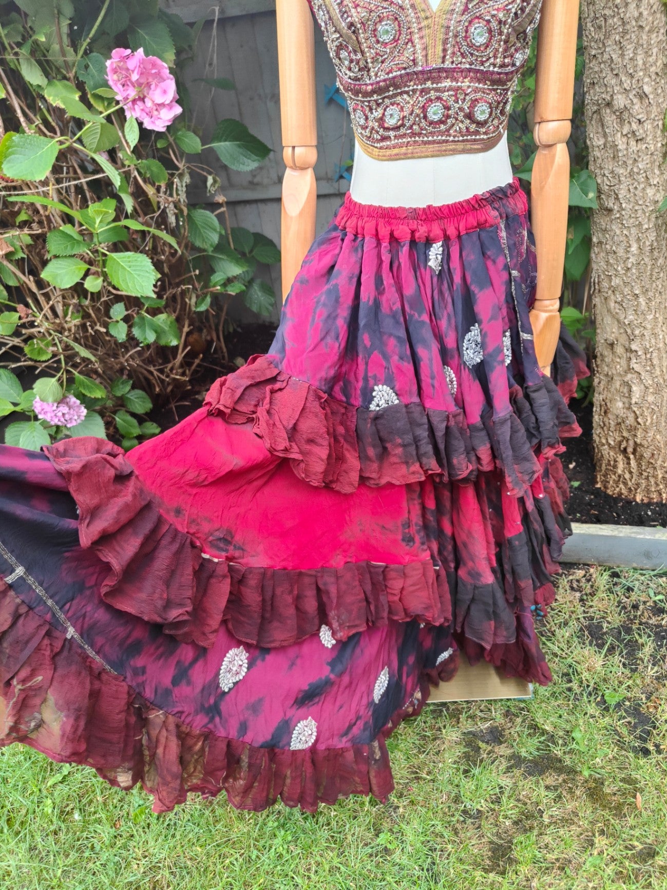 Wanderlust maxi skirt -Red lots of fabric layers