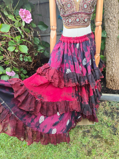 Wanderlust maxi skirt -Red lots of fabric layers
