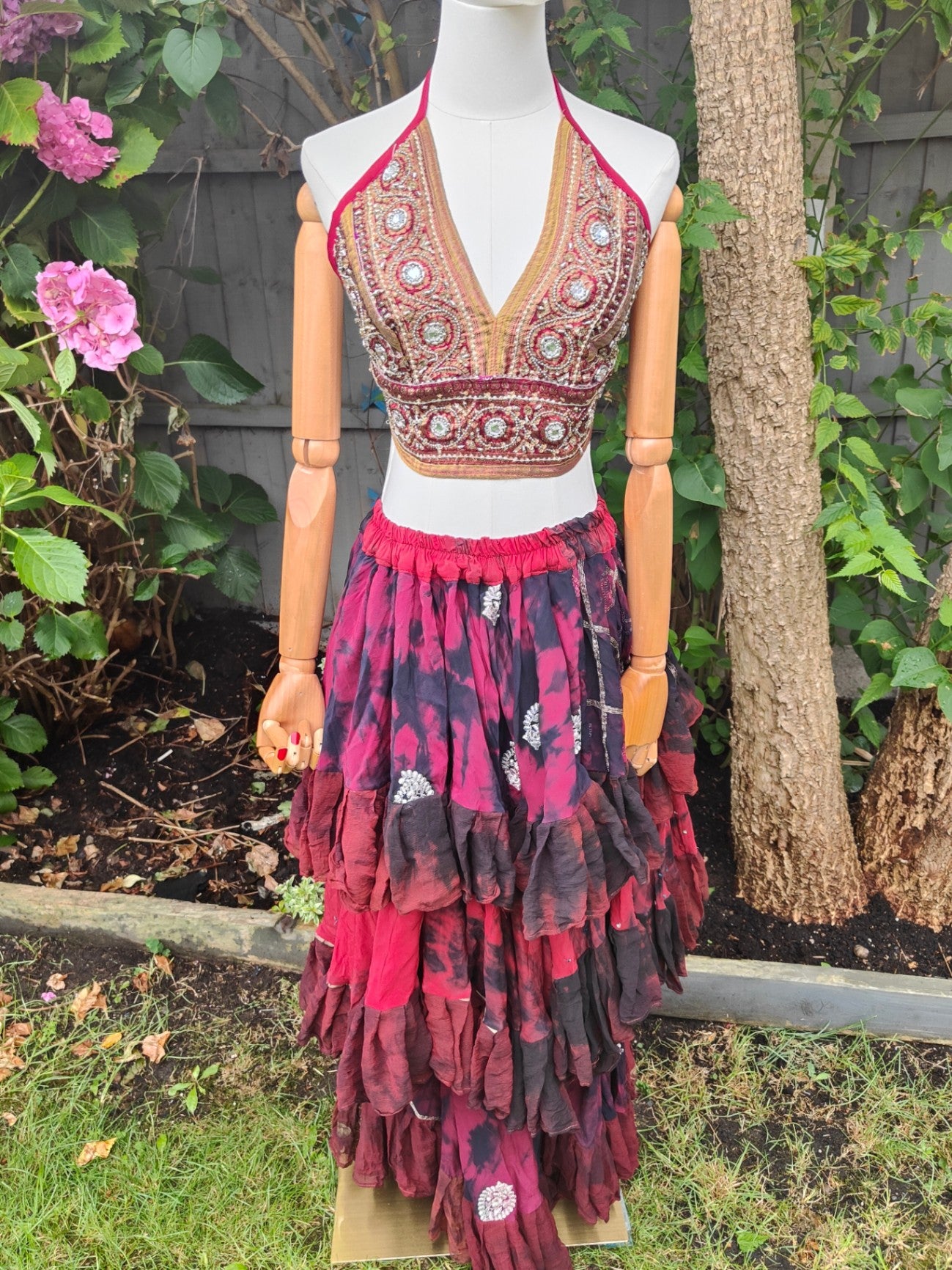 Wanderlust maxi skirt -Red lots of fabric layers