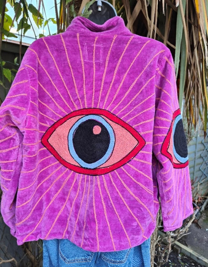 Wanderlust evil eye protection Jacket - hot pink