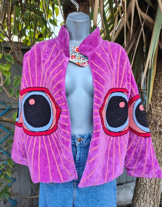 Wanderlust evil eye protection Jacket - hot pink