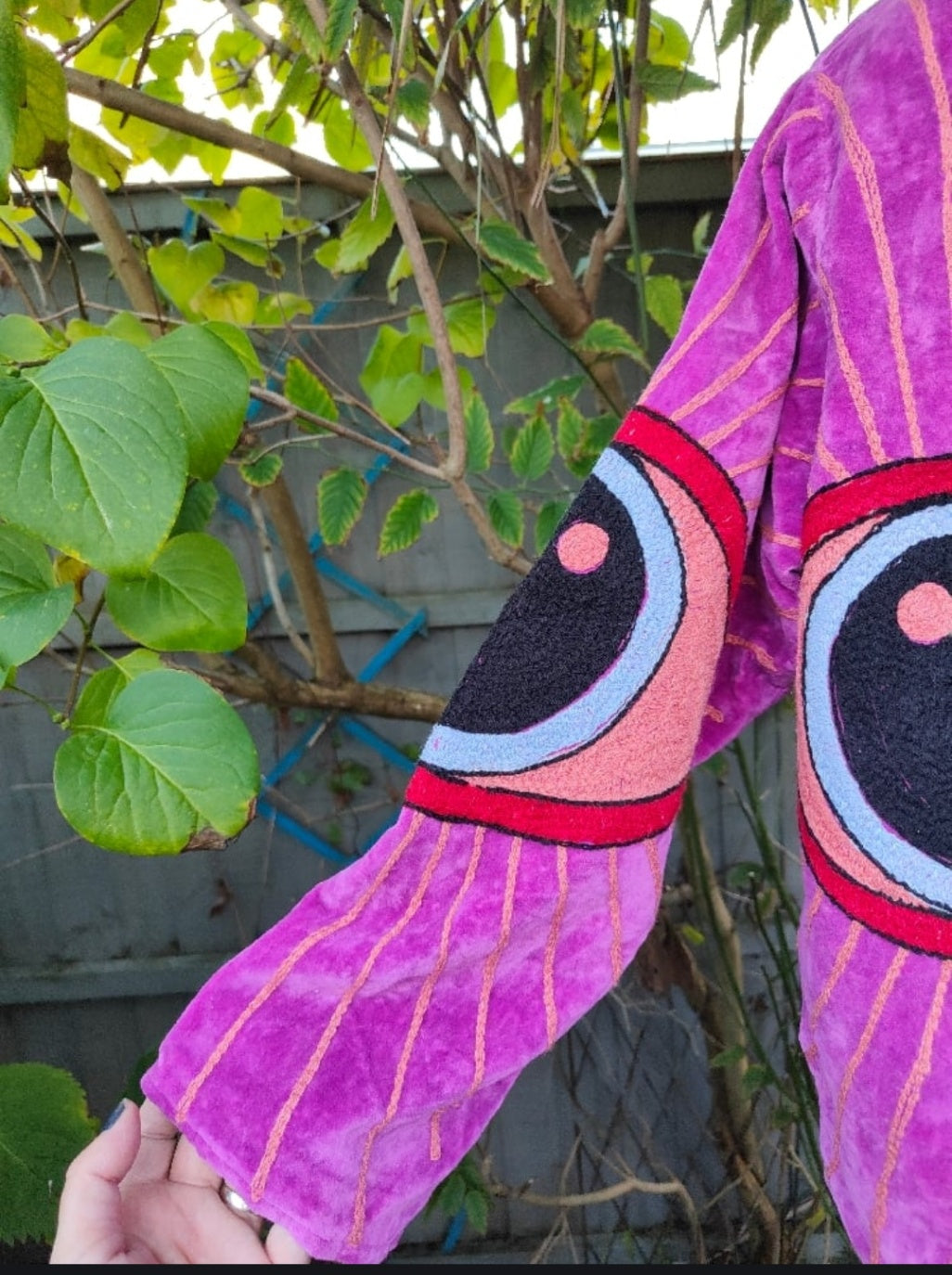 Wanderlust evil eye protection Jacket - hot pink