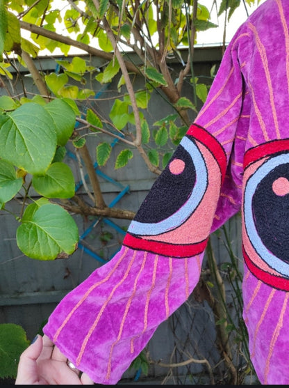 Wanderlust evil eye protection Jacket - hot pink