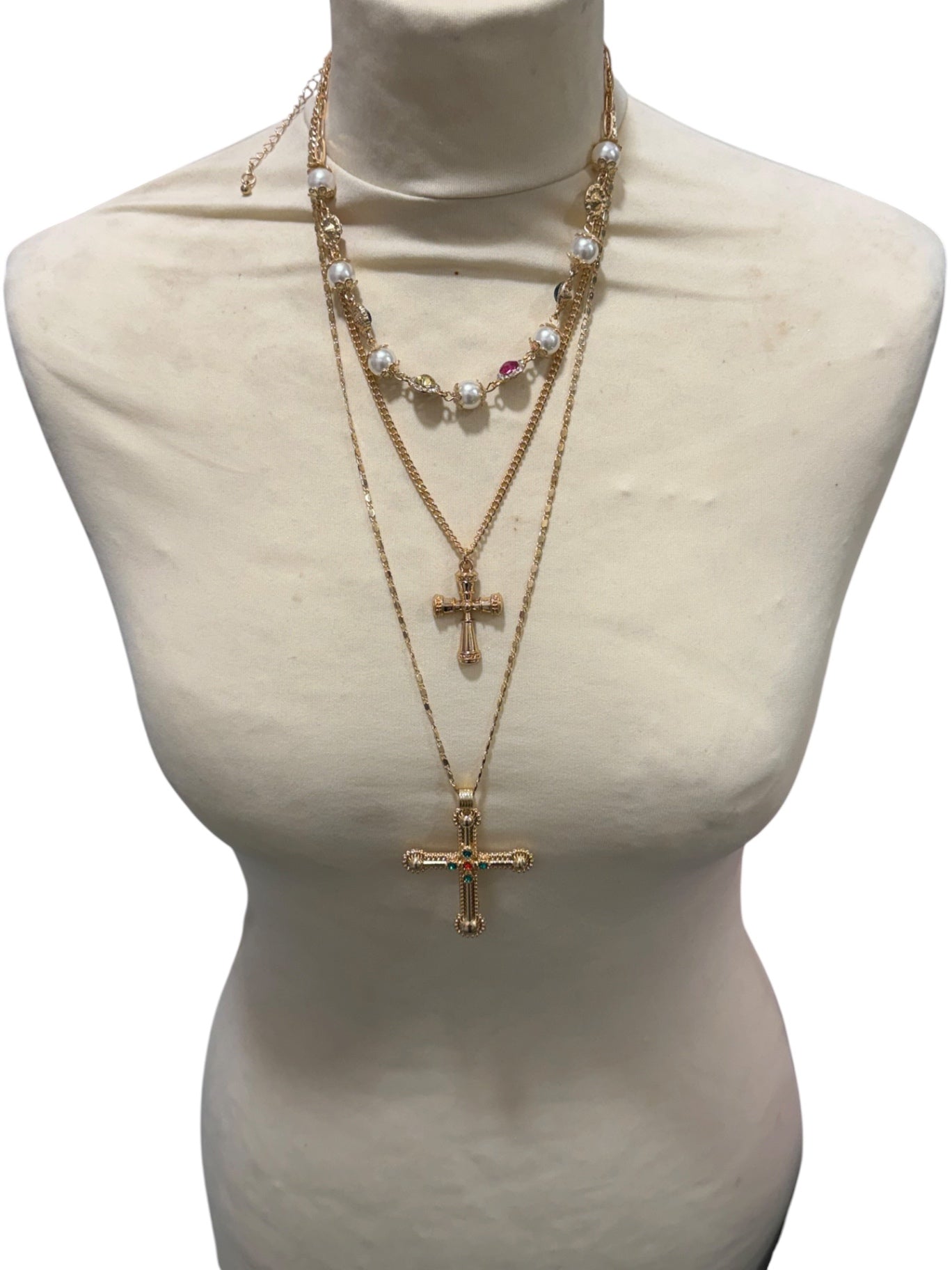 Gold Costume Jewellery Cross Set  