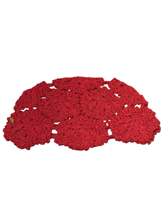Flower Crochet Cap Hat Red