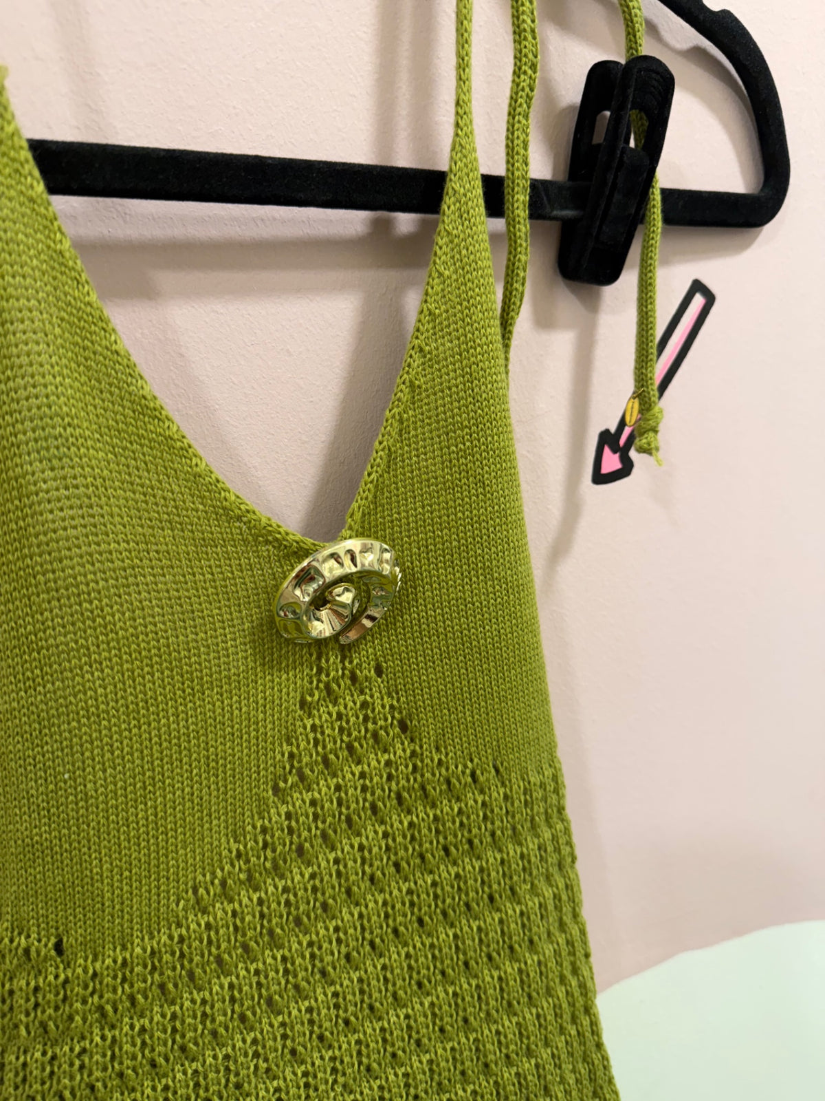 Green Crochet Ruffle Shell Dress