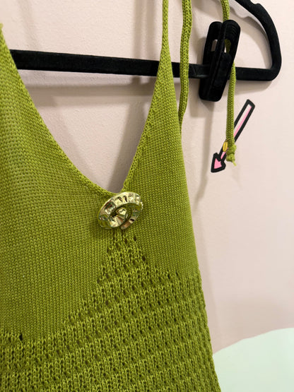 Green Crochet Ruffle Shell Dress
