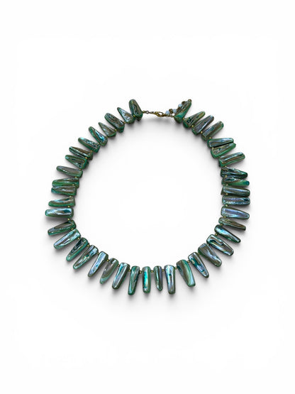 Vintage Green Bead Necklace 