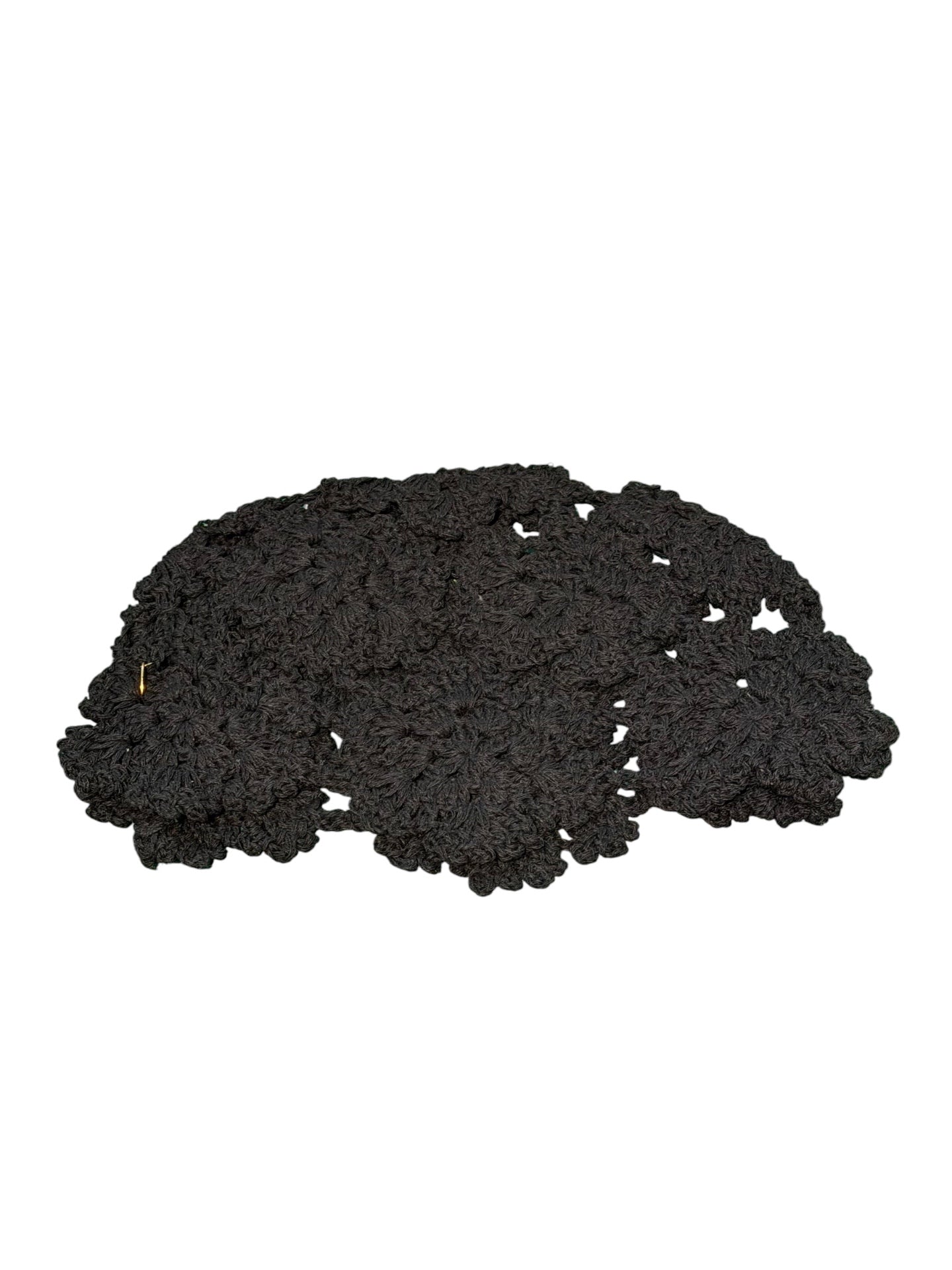 Flower Crochet Cap Hat Black