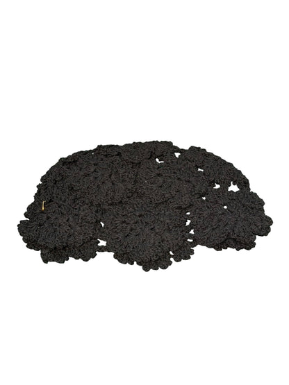 Flower Crochet Cap Hat Black