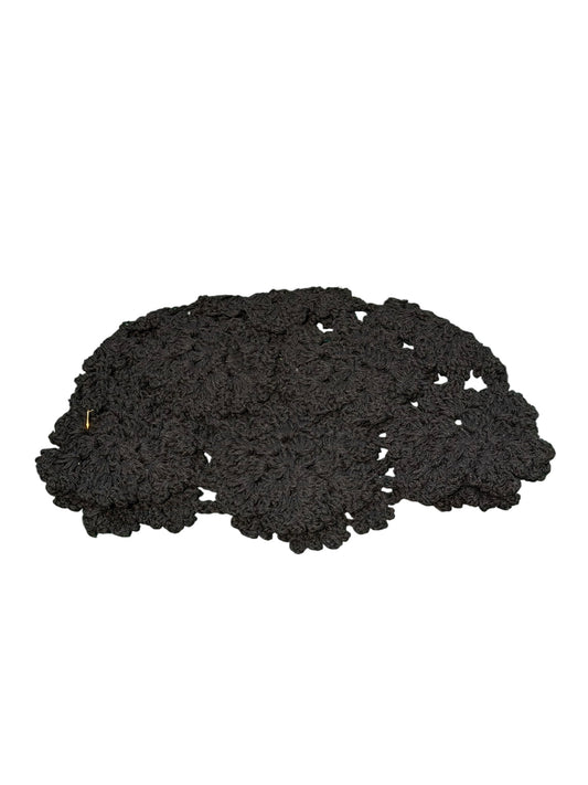 Flower Crochet Cap Hat Black
