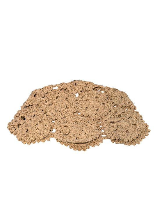 Flower Crochet Cap Hat Beige