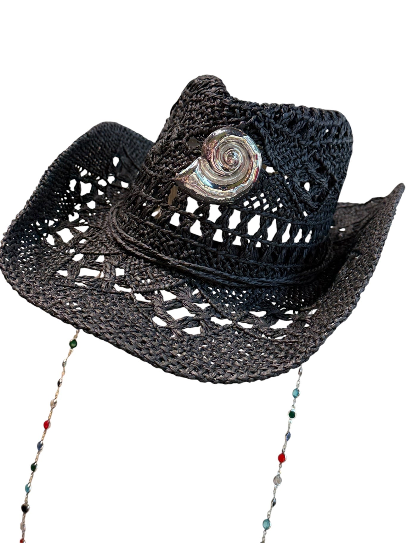 Conch Shell Beach Hat black Silver