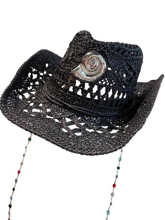 Conch Shell Beach Hat black Silver
