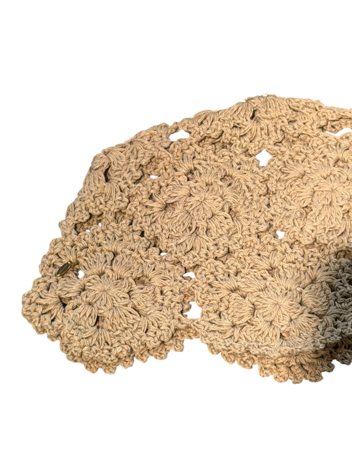 Flower Crochet Cap Hat Beige