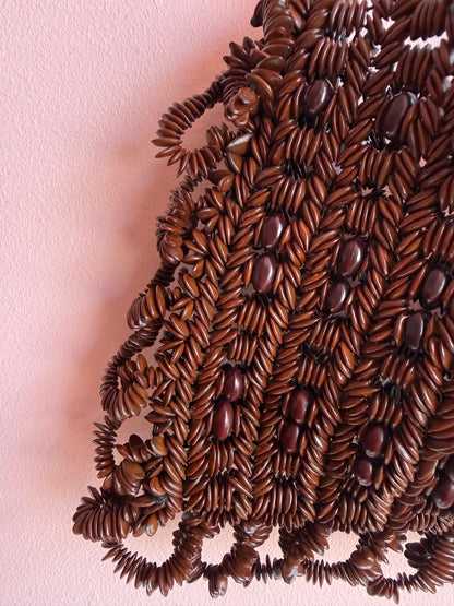 Brown Beaded Bag 