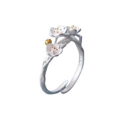 Silver Moon Blossom Ring 🌙🌸