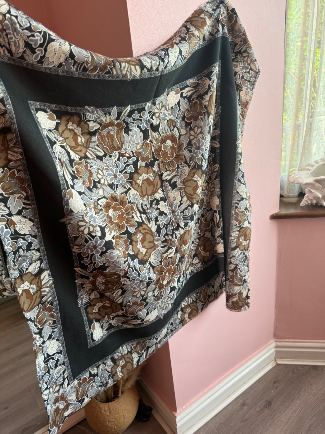 Brown Floral Scarf