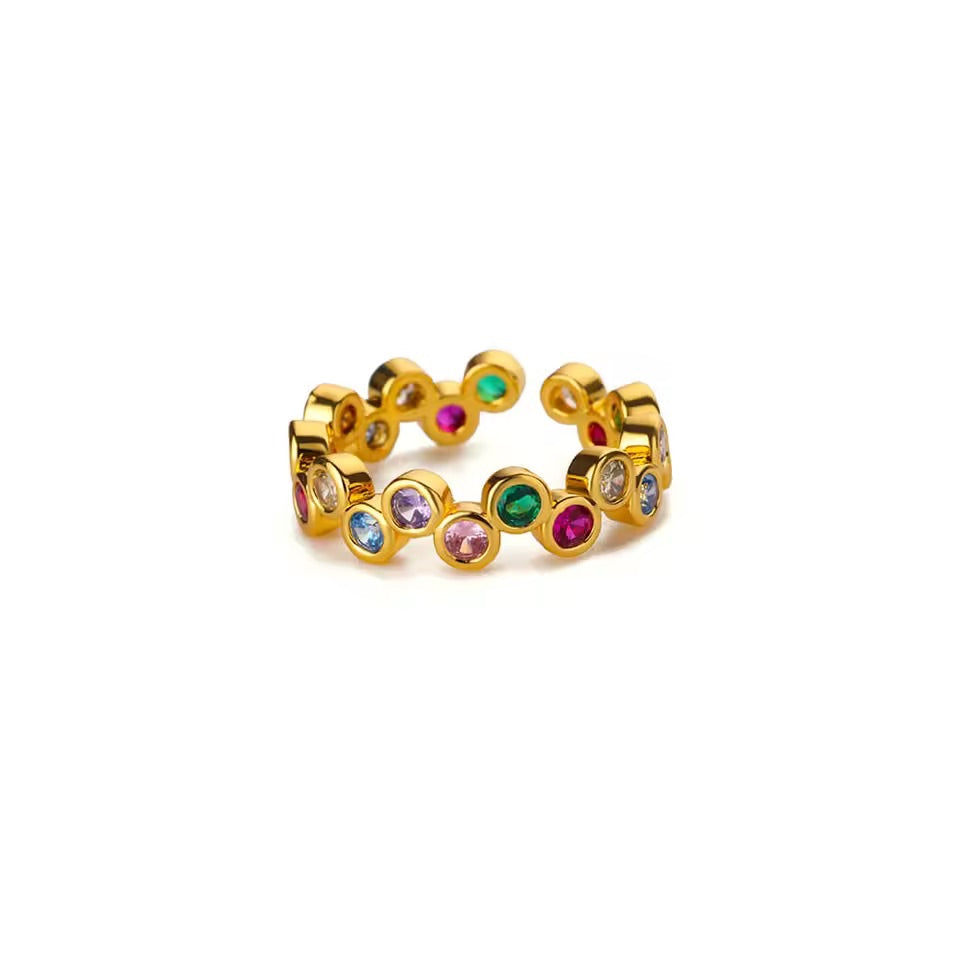 Confetti Crystal Gold Ring 