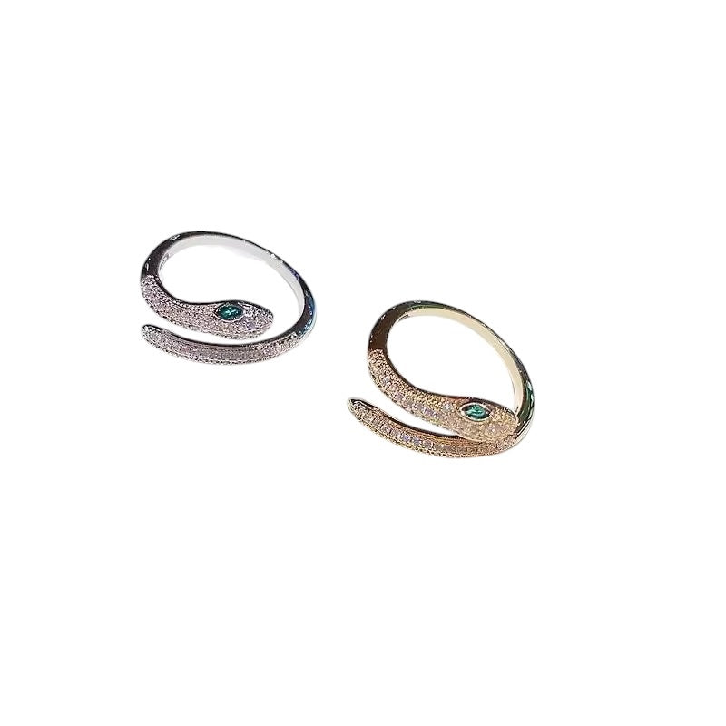 Crystal Snake Ring Silver 