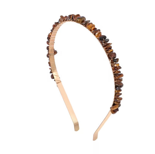 Tigers Eye Crystal Chip Headband