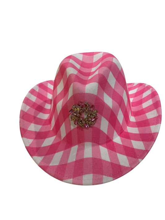 Pink Cheque Cowboy Hat