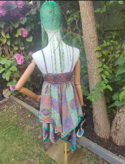 Barbados Baby Doll Top / mini dress - Green Check