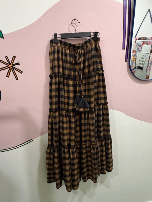 Western Spell Tiered Maxi Skirt One Size