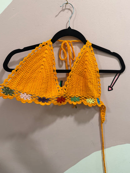 Orange Crochet Bikini Top