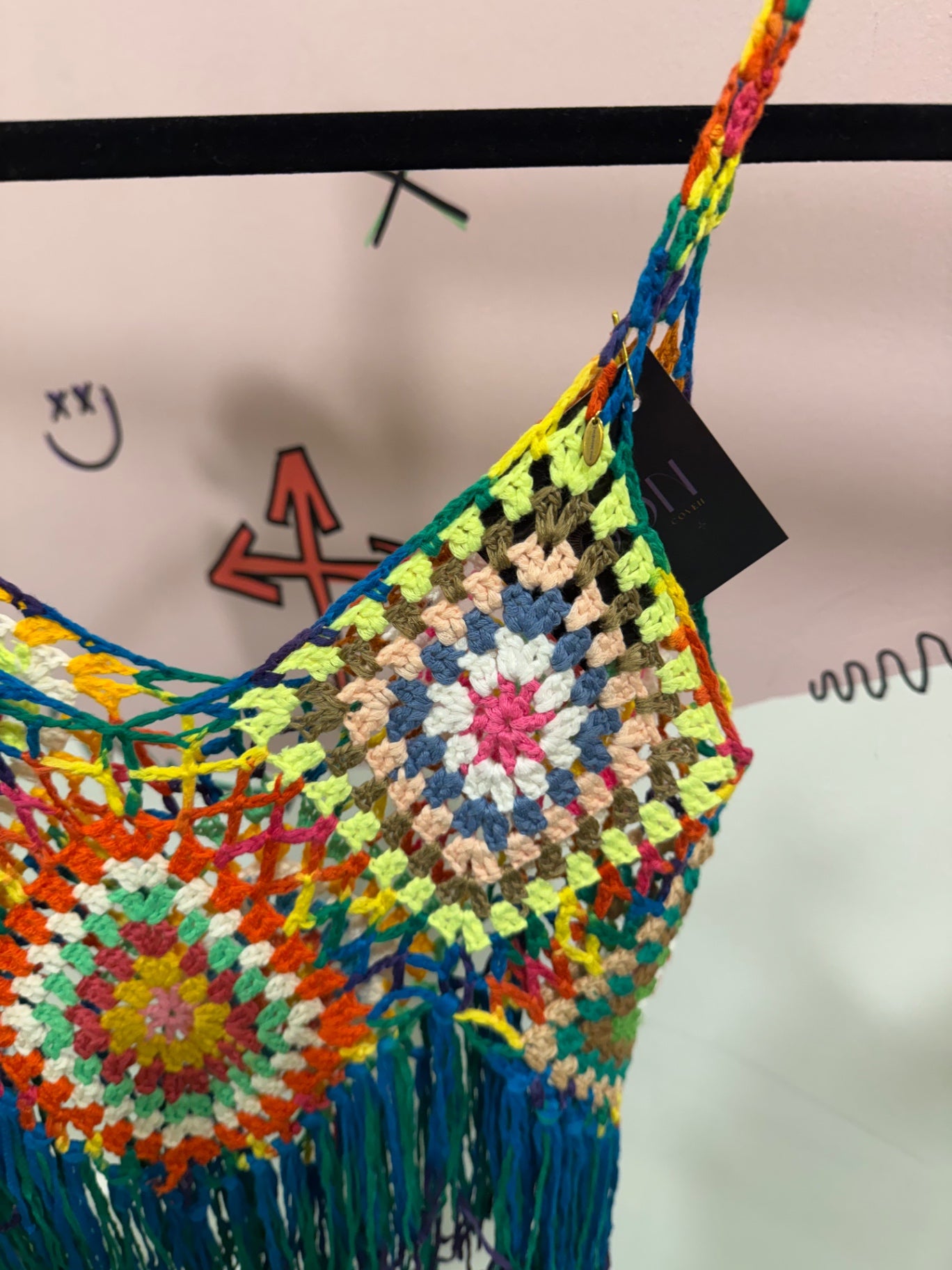 Rainbow Tassel Crochet Top