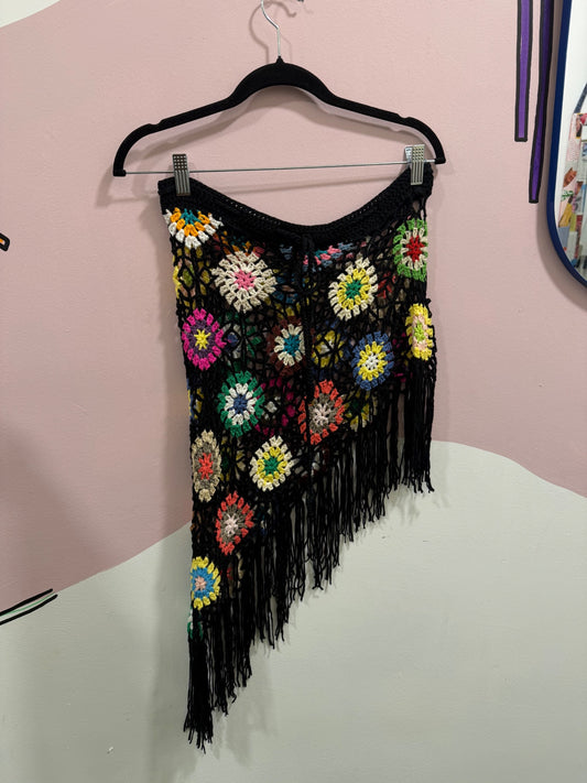 Black Crochet Tassel Skirt