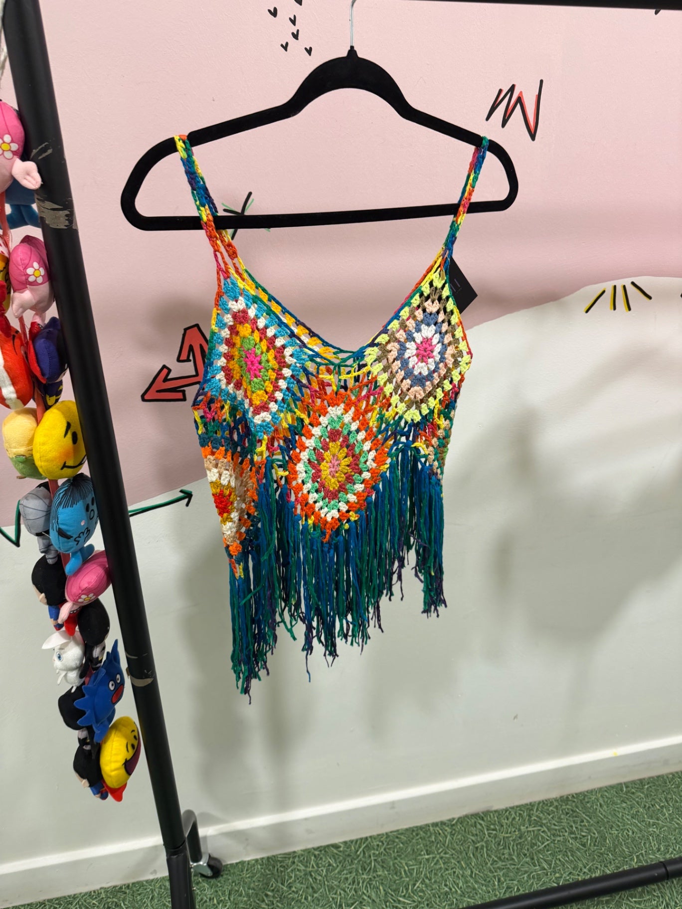Rainbow Tassel Crochet Top