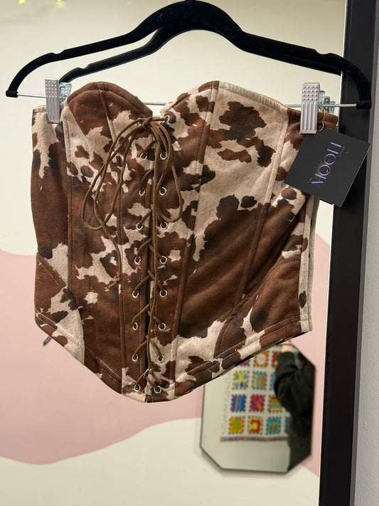 Western Cow Print Corset Top